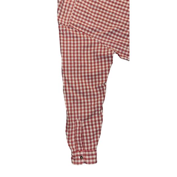 Abercrombie & Fitch Men's Button Down Shirt XL Red Tan Plaid Chest Pocket EUC - Picture 9 of 11